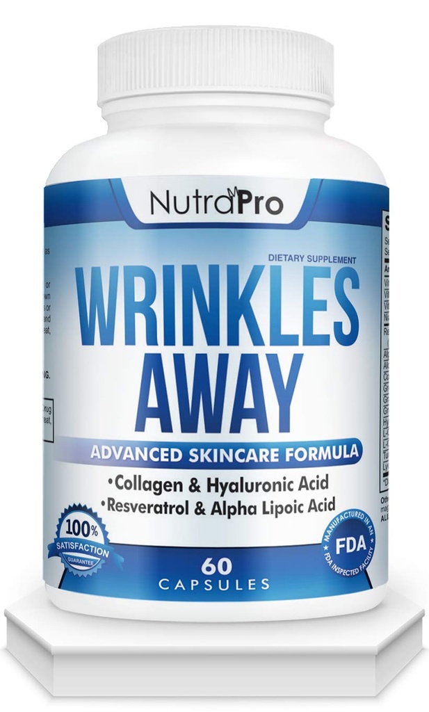 NutraPro Anti Arrugas y Vitaminas de la Esquía Intemporal - Complejo de Reparación Dermica para Reparación de Esquí con Collagen " Resveratrol " Alpha - Acido Lipoico " Suplemento Ácido Hialurónico para Renovar la Esquía