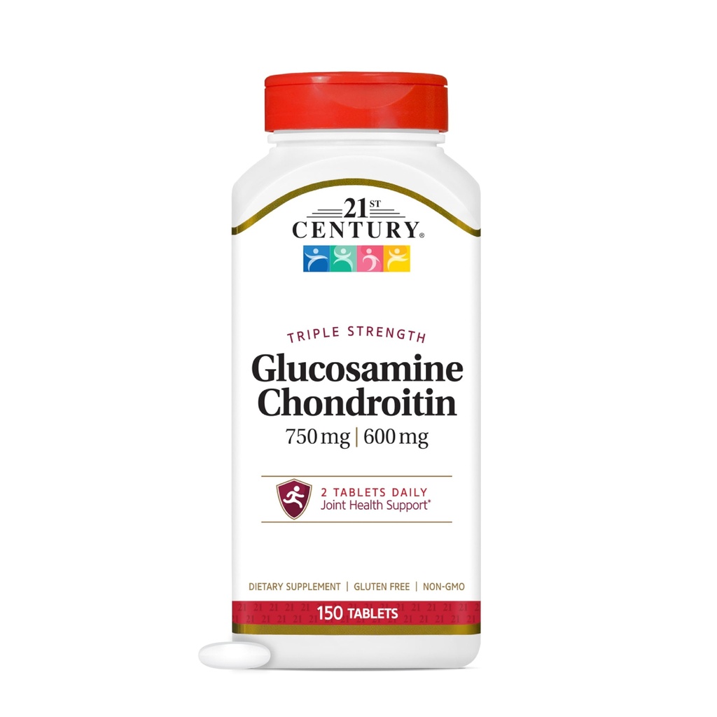 21st Century Glucosamine Chondroitin 750/600mg - Triple fuerza, tablas, 150 cuenta