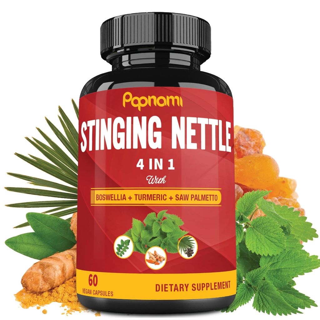 Extracto de Nettle Sting Capsules con Boswellia, Turmeric & Saw Palmetto - 2 Mes de Suministro para Junta, Manejo del Cuerpo, Esquí, Pelo &amp; Inmunity