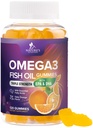 Omega 3 Fish Oil Gummies - 3X Strength Heart Health Support - High Absorption Omega 3 Fish Oil Gummy Suplemento con DHA &amp; EPA - Joint &amp; Brain Support for Adults - Tasty Orange Flavor - 120 Gummies