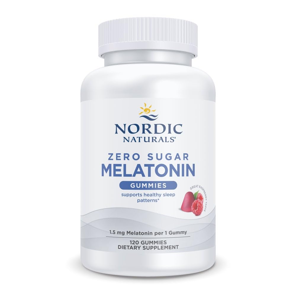 Nordic Naturals Zero Sugar Gummies Melatonin, Raspberry - 120 Gummies - 1,5 mg Melatonina - Gran Sabor - Descanso sueño, Apoyo Antioxidante - No GMO, Vegan - 120 Servimientos