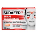 Sudafed PE Sinus Pressure + Doin Relief Tablets, Maximum Strength, Non-Drowsy, OTC Sinus Relief Medicine with Acetaminophen Pain Reliever & Phenylephrine HCl Nasal Decongestant, 24 ct
