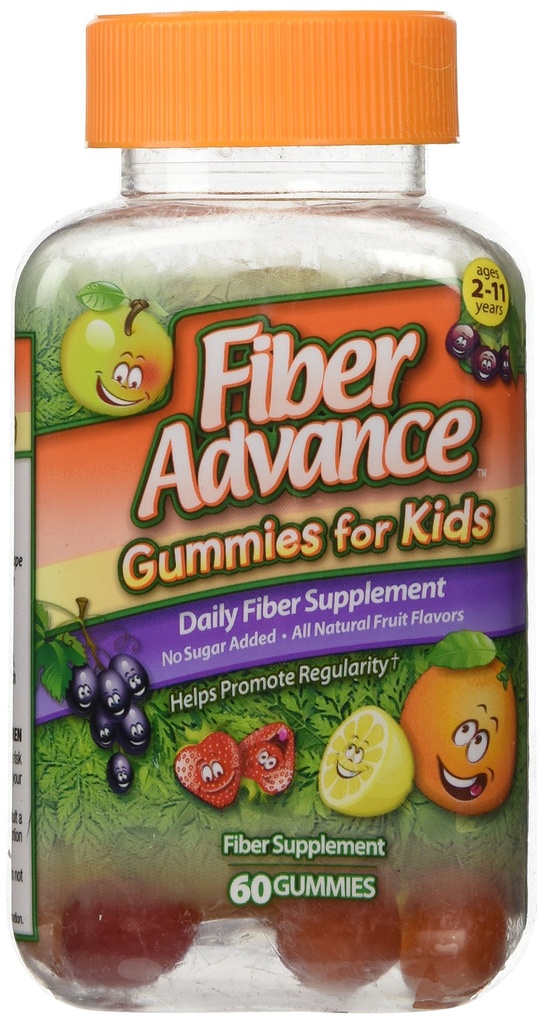 Avanzado de fibra Gummies para niños suplemento diario de fibra, 60 cuenta