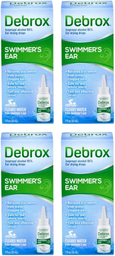 Debrox Swimmer's Ear Drying Drops for Adults &amp; Kids, 1 Fl oz. (Pack of 4)
