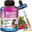 Cat &amp; Dog Multivitamin Liquid with Glucosamine & Cranberry ← 15 en 1 Health Supplements for Urinary Tract Kidney, Bladder, Hip &amp; Joint, Skin & Coat ← Natural UTI Medicine Made in USA (60 ml)