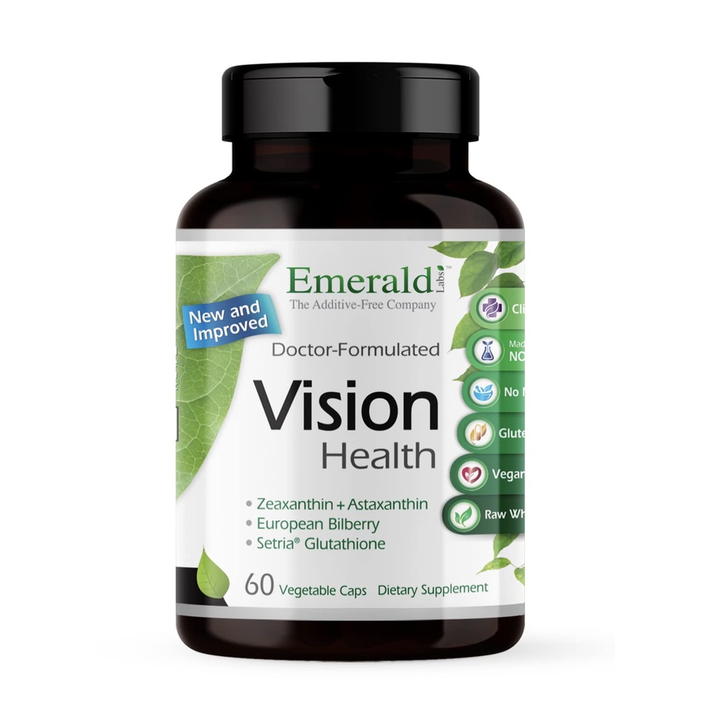 EMERALD LABS Vision Health - Premium Eye Health Supplement with Lutein, Zeaxanthin & Albion Chelated Zinc - Vegan &amp; Gluten-Free - 60 Vegetable Capsules (30-Day Supply)
