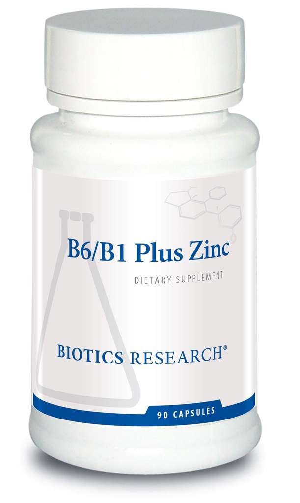 Biotics Research B6 B1 Plus Zinc Supplies Formas activas de vitaminas B, 5 mg de forma altamente biodisponible de zinc, Ayudas en actividad de más de 300 enzimas dependientes de zinc 90 cápsulas