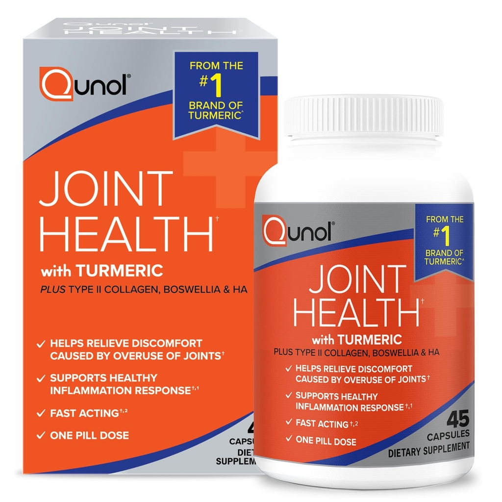 Suplemento de apoyo conjunto Qunol 5-in-1, Actuación rápida, Dose de una pila, Apoyo saludable Inflamación Respuesta " Mosquido causado por el uso excesivo de juntas, Alternativa a Glucosamine Chondroitin MSM, 45 Conde