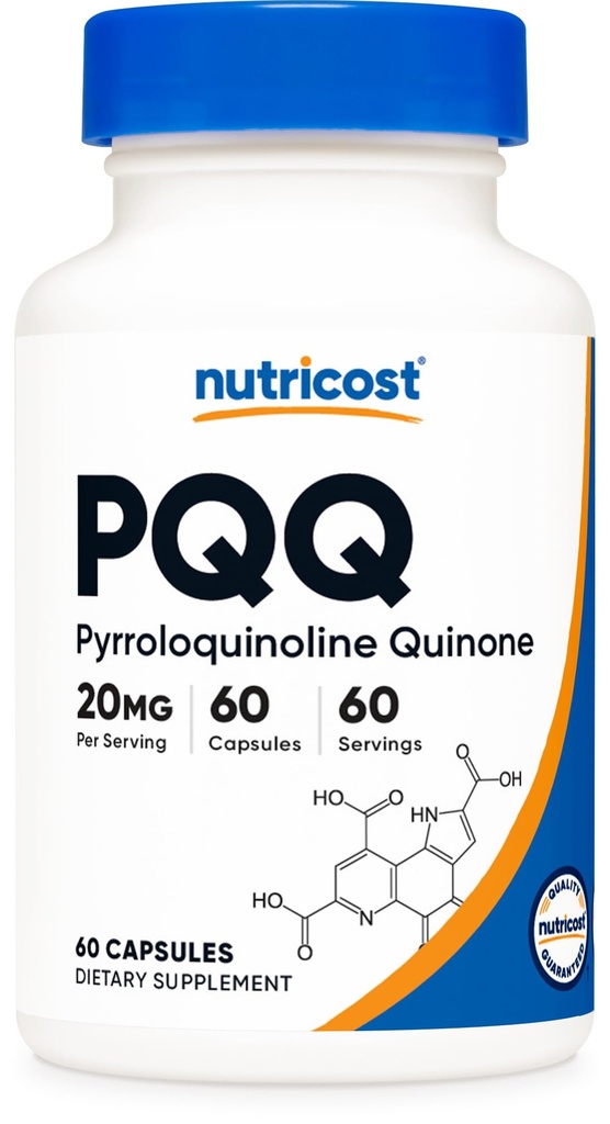Nutricost PQQ (Pyrroloquinoline Quinone) 20mg, 60 cápsulas - cápsulas vegetarianas, no transgénicos, sin gluten