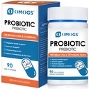 Probióticos OMOGS 120 Billones CFUs 18 Strains, 3 Prebióticos & Enzymes Digestivos, Ayuda Digestivo, Salud Gut, Immune, apoya el estreñimiento ocasional, Diarrea & Gas - para Hombres, 60 cápsulas