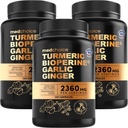 Suplementos Turméricos y Ajo 4-en-1 con BioPerine – 2360mg Tormáric Ginger Root Capsules con Ajo – High Potency Herbal Blend (120 ct, Pack de 3)