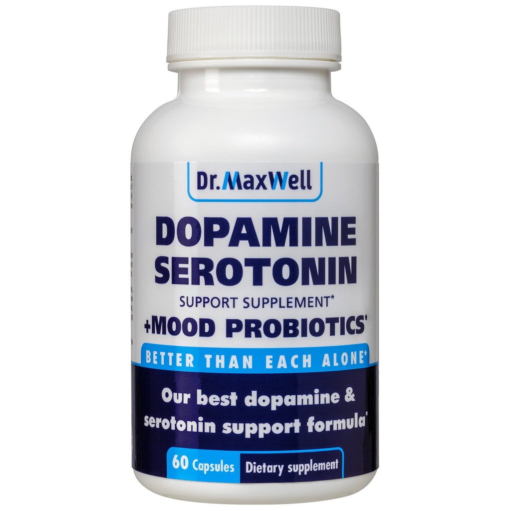 Suplementos de serotonina y dopamina con mood Probiotic, 5in1 Soporte para (1) Dopamine (2) Serotonin (3) Mood (4) Relax (5) Focus " Brain, 60 cápsulas