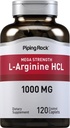 Piping Rock L-Arginine HCl 1000mg ← 120 Caplets tención Suplemento para Hombres y Mujeres Silencio Mega Strength ANTE Vegetarian, Non-GMO, Gluten Free