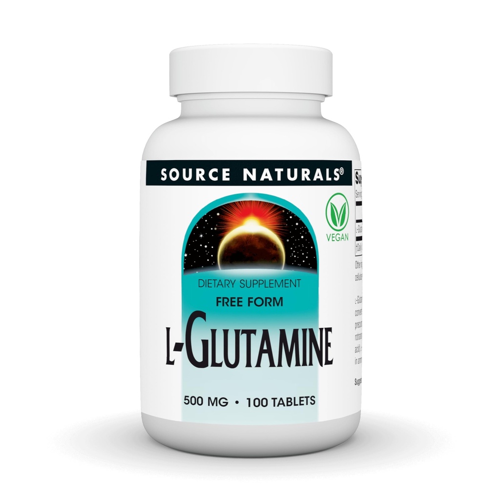 Fuente Naturales L-Glutamina, Forma libre Aminoácidos que soporta energía metabólica*, 500mg - 100 Tablets