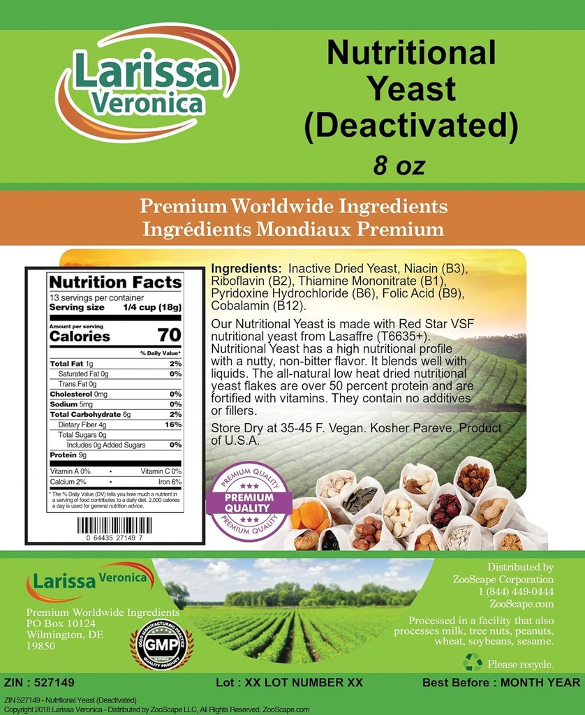 Levadura nutricional (desactivada) (8 oz, ZIN: 527149)
