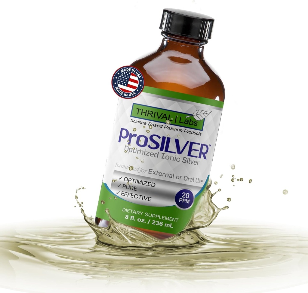 Ionic Colloidal Plata Líquida 20 PPM Bio Active for Immune Support Glass Bottle 8oz Suplemento orgánico