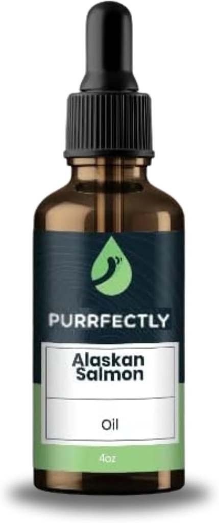 PURRFECTAMENTE Aceite de pescado Omega-3 para gatos ← Premium Senior Blend ← Promueve Corazón, Inmune, Carne &amp; Salud Conjunta Silencio Avanzado Aceite de Salmón de Alaska para gatos envejecidos  durable Omega 3, 6 &amp; 9 EPA &amp; DHA (4 Fl Oz (Pack de 1)