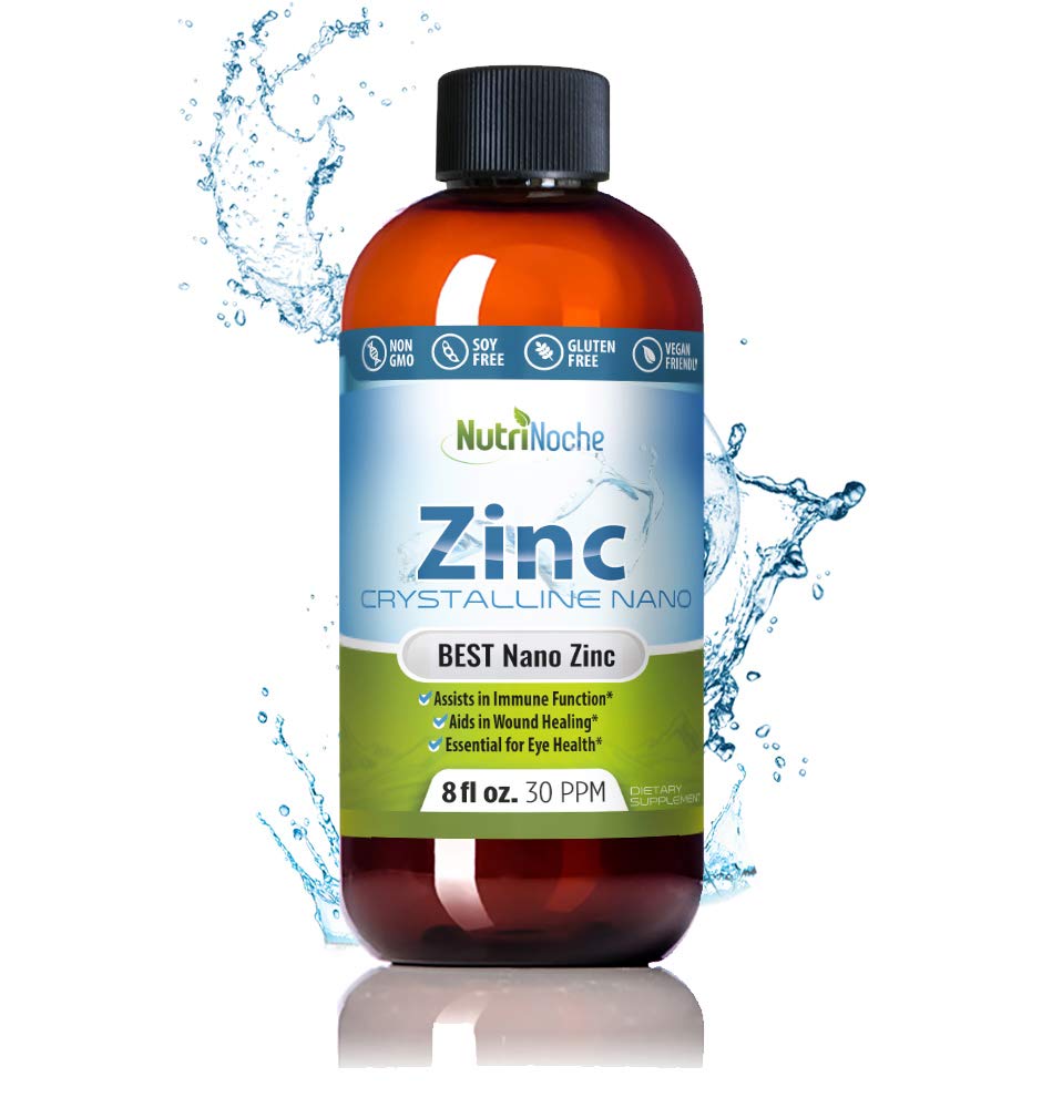 Zinc líquido suplemento por Nutrinoche: gotas líquidas orgánicas - Ionic Zinc y Picolinate Alternativa - 99.99% Ultra Pure Crystalline Nano partículas - para adultos y niños - (8 oz)