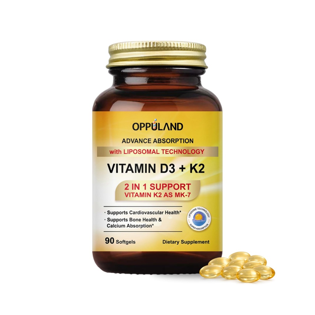 Vitamina D3 + K2 5000 UI - Tecnología Liposómica para Absorción Mejorada - MK-7 Vitamina K2 100mcg - Apoyo Hueso & Calcio Metabolismo - D3K2 Suplemento para Hombres &amp; Mujeres - 90 Softgels