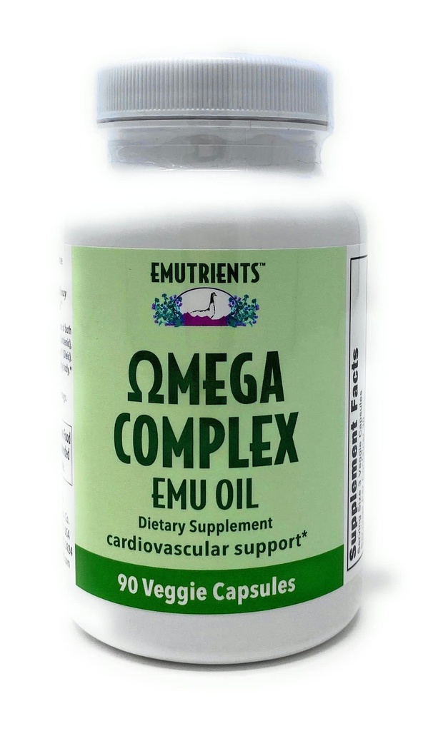 Montana Emu Ranch - Emutrients Omega Complex Emu Oil 750mg (90) Veggie Caps - Suplemento dietético para soporte cardiovascular* - Omegas 3, 6, 7 y 9