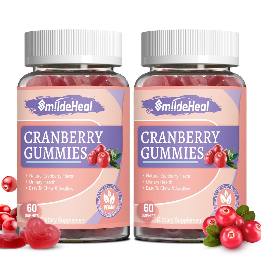 Cranberry Gummies 1000mg, Suplementos de Arándano para Mujeres, con D-Mannose 250mg, Mujeres Probióticas Gummies, Urinary Tract Health, Cranberry Flavor, NO GMOs, 60 Cuenta (Pack of 2)