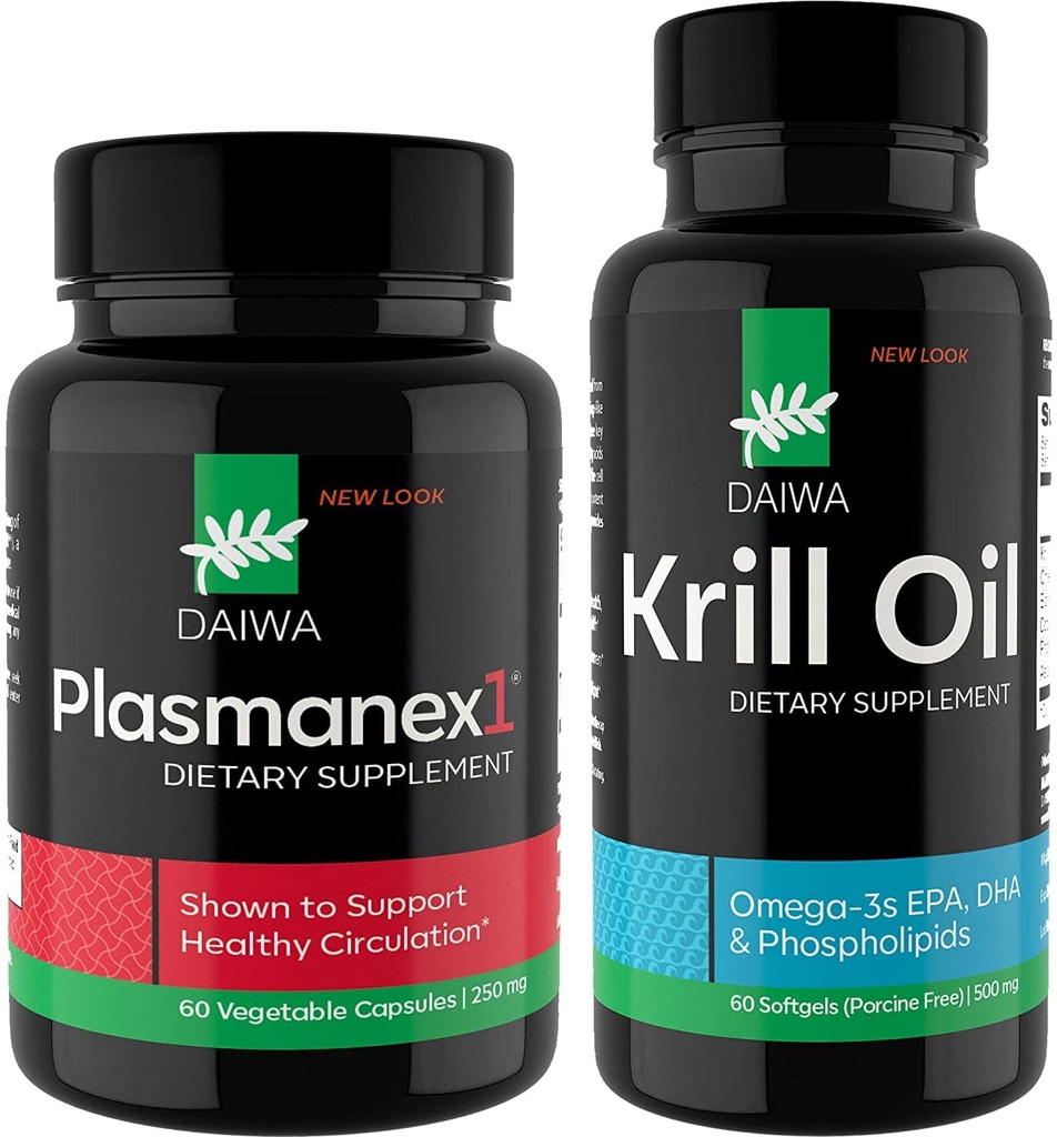 Daiwa Plasmanex 1 – Suplemento de circulación de sangre + aceite de krill Daiwa – Omega 3 cápsulas de aceite de krill
