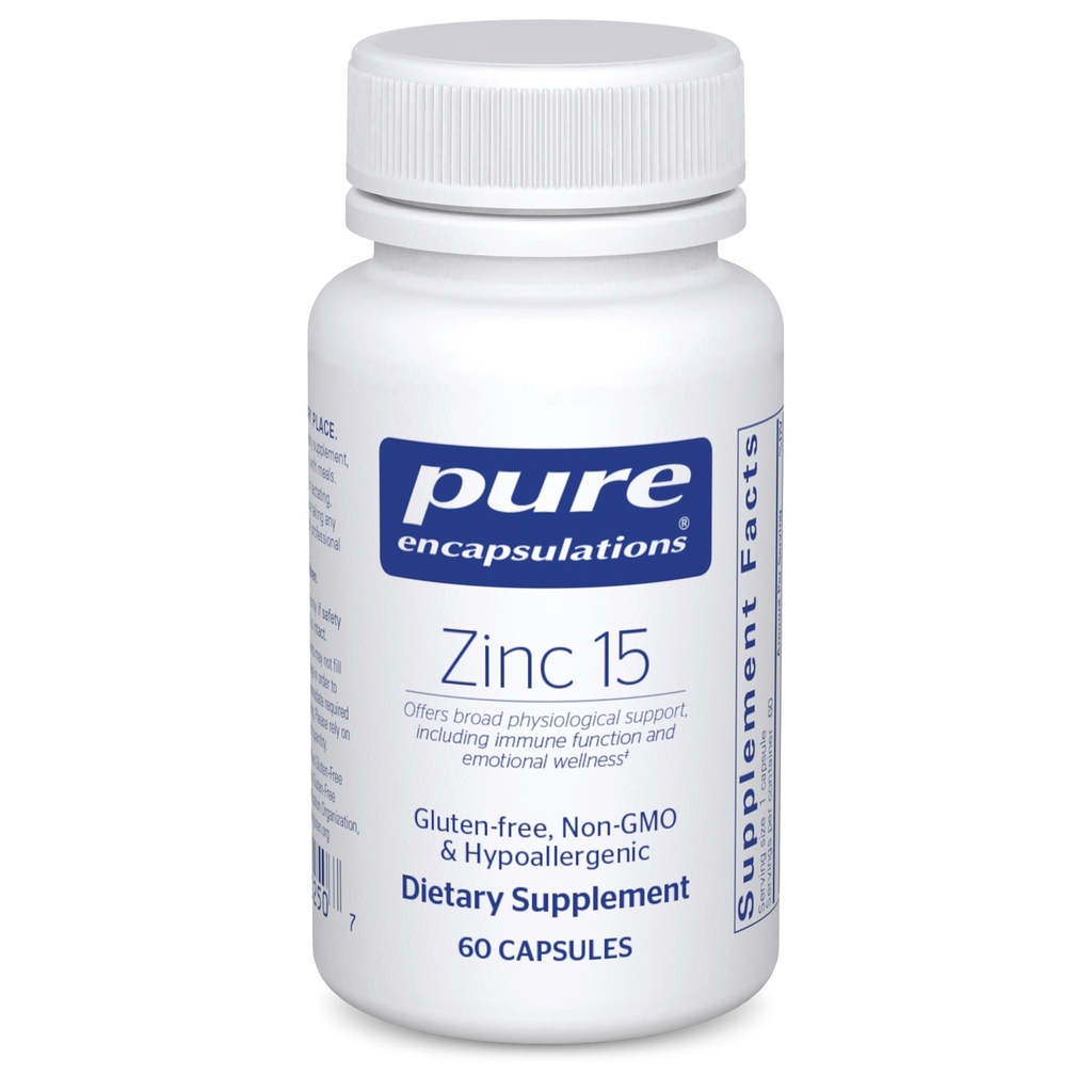 Pure Encapsulations Zinc 15 mg - Zinc Picolinate Supplement for Immune System Support, Growth &amp; Development - for Wound Healing - 60 Capsules