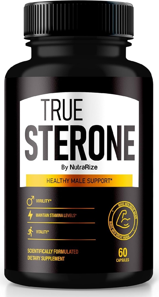 NutraRize True Sterone for Hombre – All-Natural Daily Formula Made to Support Energy, Confidence, and Balanced Health. Siente lo mejor con sólo 2 pastillas fáciles de cambiar un día (60 cápsulas)