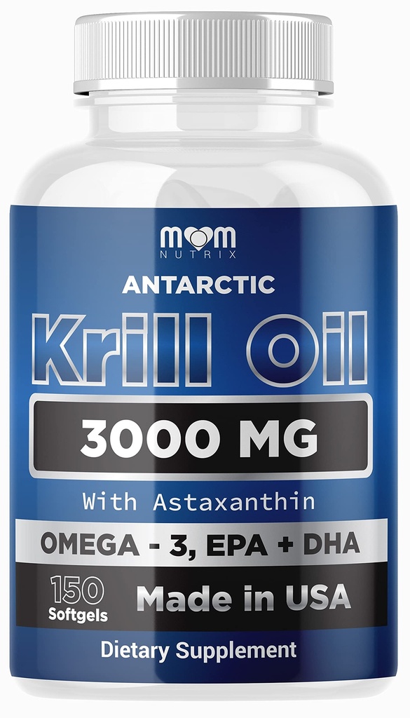 Dr. JOEL'S MOM NUTRIX Antártico Krill Oil Supplement - 150 Softgels - Alta Absorción EPA, DHA, Astaxanthin & Phospholipid - No Fishy Aftertaste Like Fishy Oil - Made in USA