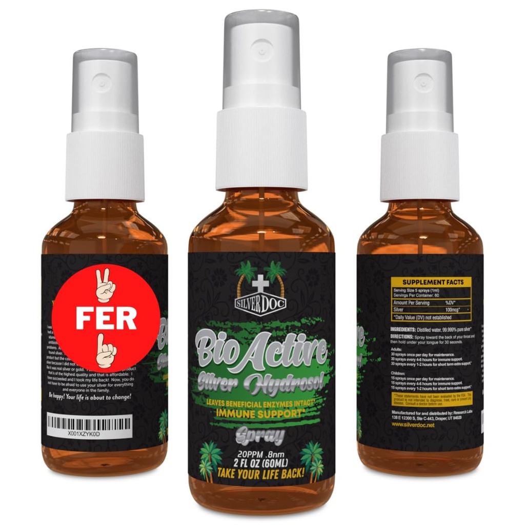 2 for 1 Sale Silver Doc Silver Hydrosol Spray (2-2oz Botellas), Natural Alternative &amp; Immune Support, Better Than Any Colloidal, SilverDoc is most Effective
