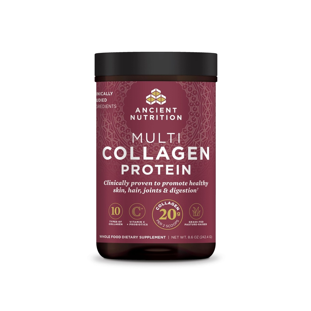 Antigua Nutrición Péptidos de colágeno hidrolizado Polvo, Pólvora Multi Collagen Desarrollado Packets para Mujeres y Hombres con Vitamina C, 24 Servimientos, Apoya la Piel y las uñas, Gut Health