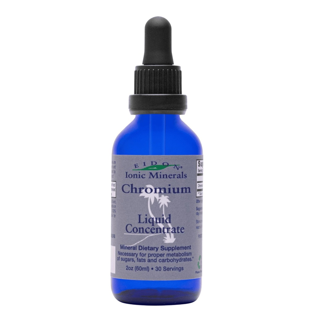 Eidon Ionic Minerals Concentrado de cromo líquido - Ionic Chromium Supplement Drops, Supports Stable Energy Levels, All-Natural, No Sugar Añadido, No Preservatives o Additives - 2 oz