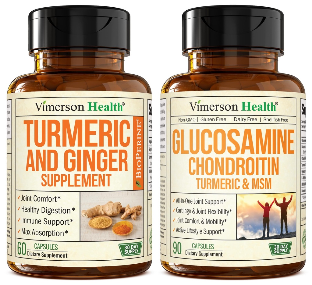 Suplemento Turmérico y Ginger Root Joint Support Suplemento " Glucosamine Chondroitin MSM y Suplemento Turmérico