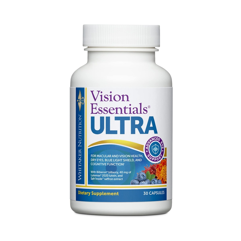 Visión Esencial del Dr. Whitaker Ultra con Lutein ← Soporte integral con sólo una píldora diaria para la salud de Macula &amp; Retina, Estreno Ocular, Presión Ocular, Fatiga Ocular Digital, Soporte Odio y Más