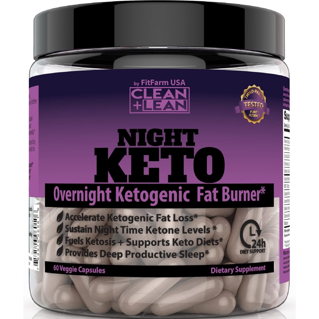 Clean+Lean Night Keto: First Ever Overnight Ketogenic Fat Burner & Sleep Aid TEN BHB Ketones + MCT Oil Extract + Vitaminas &amp; Minerals TEN 24 HR Diet Sleep Great Lose Weight confidencialidad All Natural &amp; GF TEN 60 Caps