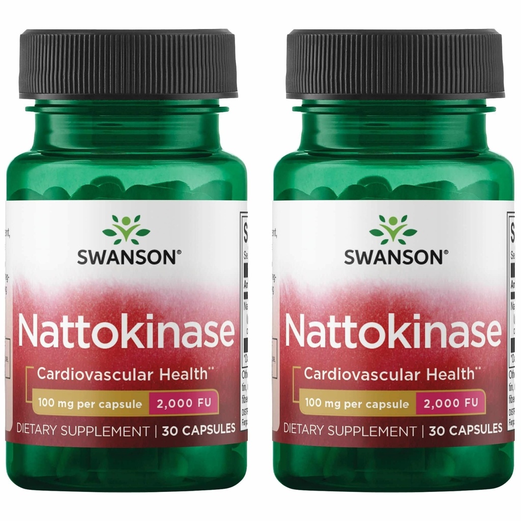 Swanson Nattokinase 2000 Unidades Fibrinolíticas 100 Milligrams 30 Capsules Enzyme (2 Pack)
