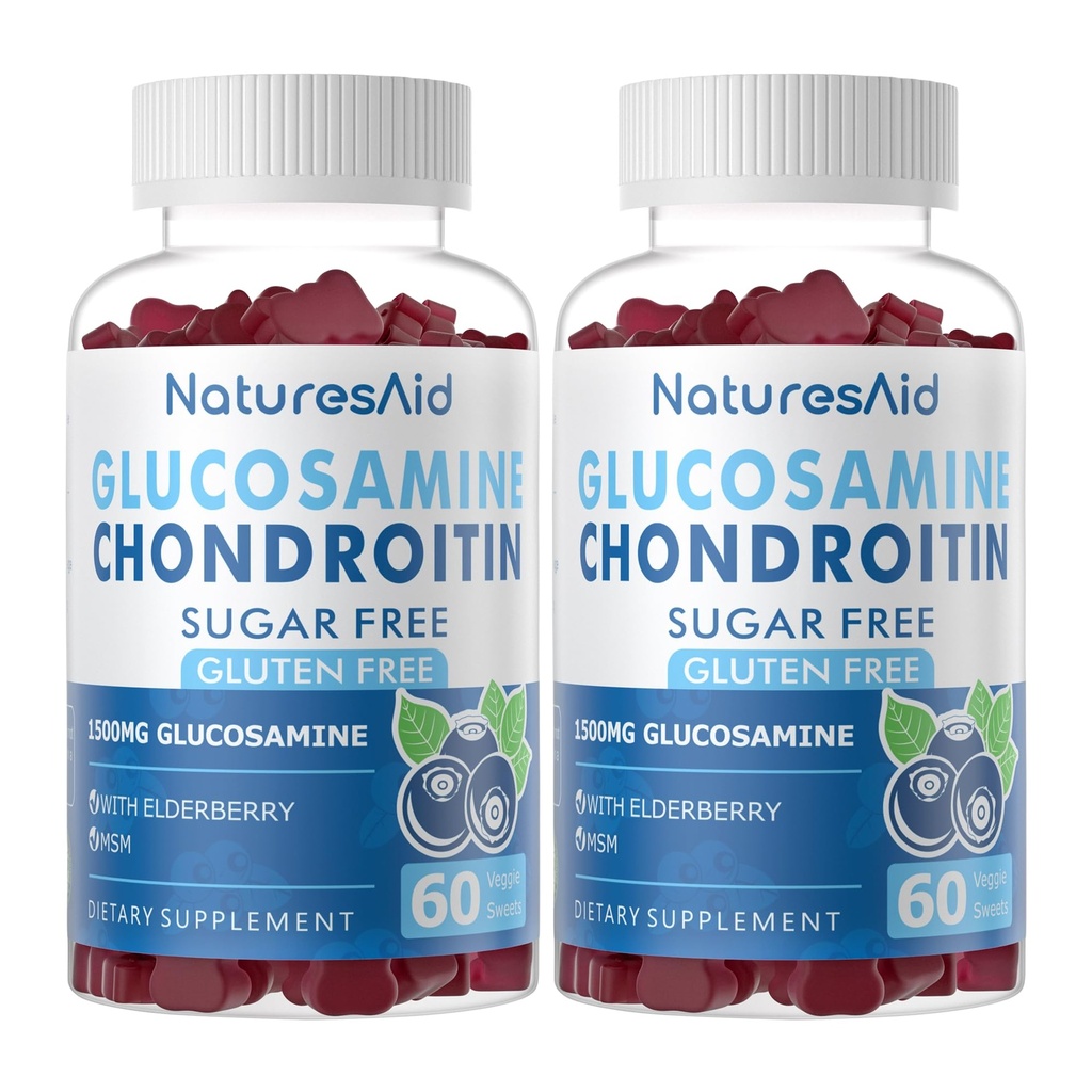 Glucosamine Chondroitin Gummies with MSM & Elderberry Extra Strength - Joint Support, Antioxidant Immune Support Supplement for Adults, Men &amp; Women.(2 Pack)