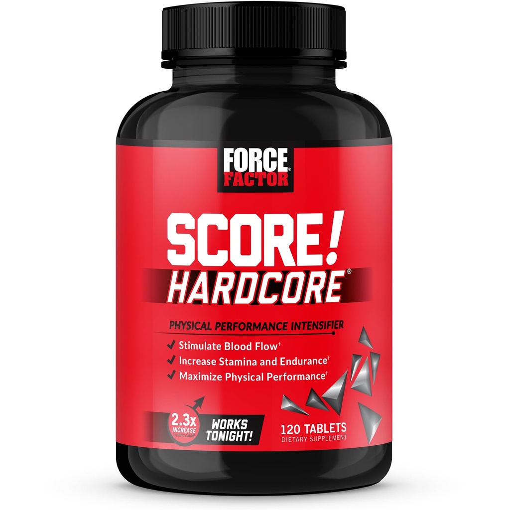 ¡Punto de factor de fuerza! Hardcore Nitric Oxide Booster Suplemento para Hombres con L-Citrulline, Yohimbe, Black Maca &amp; B Vitaminas para aumentar la resistencia y maximizar el rendimiento físico, 120 Tablets