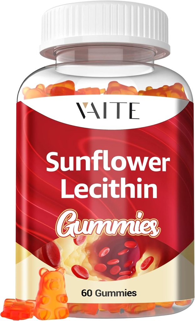 Sunflower Lecithin Gummies 800mg - Vegan, Non-GMO, Soy-Free &amp; Asistencia Nutrición diaria, Mandíbulas fáciles de digerir para adultos, Suplemento de lactancia, Natural Wellness Support - 60 Vegan Gummy