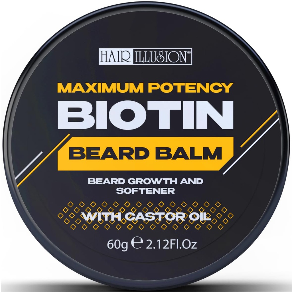 Ilusión del cabello MAXIMUM POTENCY BIOTIN Beard Balm for Beard Growth and Softening, Black