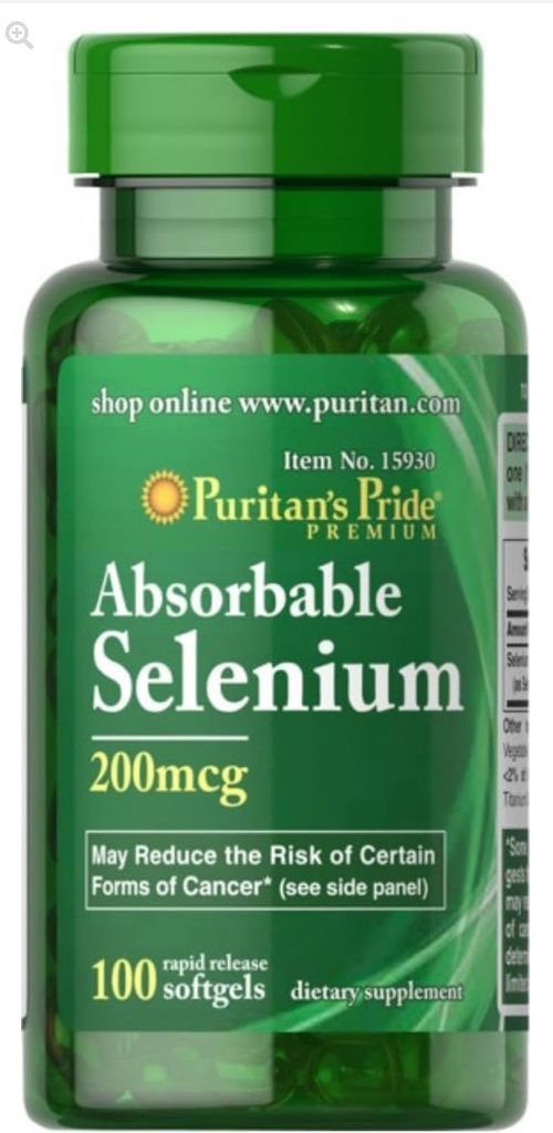 Puritans Pride Selenium 200 mcg Tablets, 100 Conde