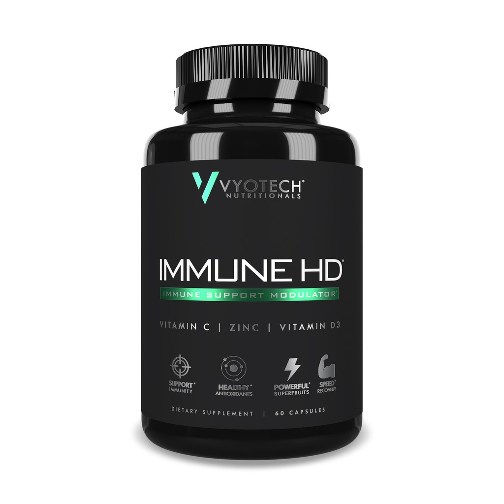 Vyotech Nutritionals Immune HD Support Suplemento ← Elderberry, Echinacea, Vitamina C, D3, Zinc, Turmeric &amp; Superfruit Antioxidants ← Immune Health & Wellness Fórmula 60 cápsulas