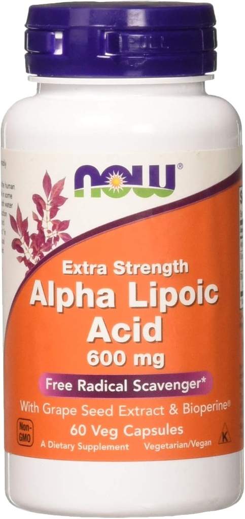 Ahora Alimentos Alfa Ácido Lipoico 600mg 60 cápsulas de Vegi