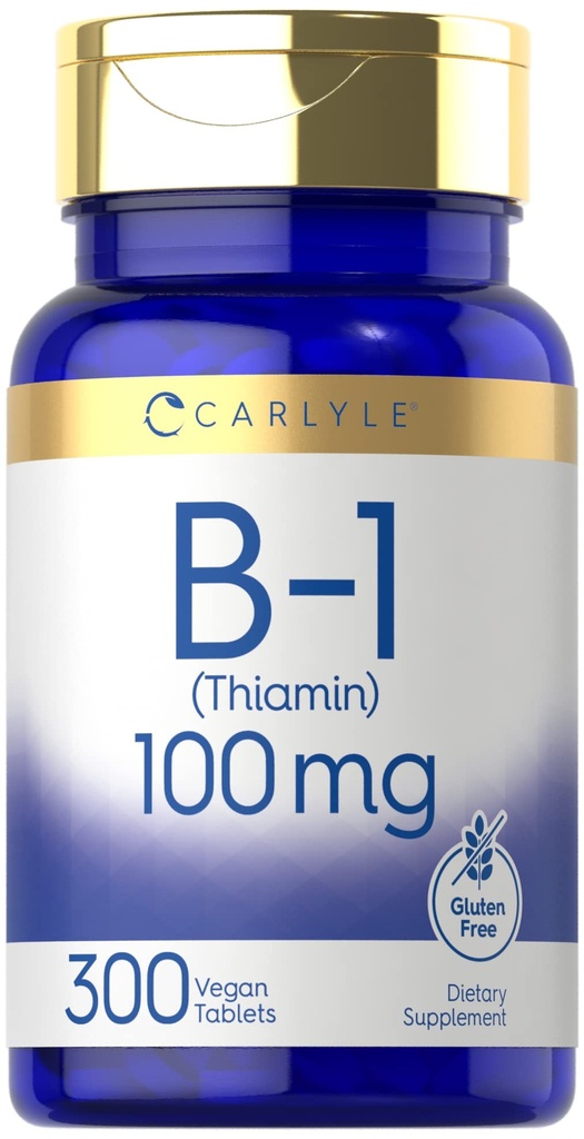 Carlyle B1 Vitamin 100mg tención 300 Tablets ← Suplemento para Mujeres y Hombres Silenciosos como Thiamin HCl Silencio Vegan, No GMO &amp; Gluten Gratis