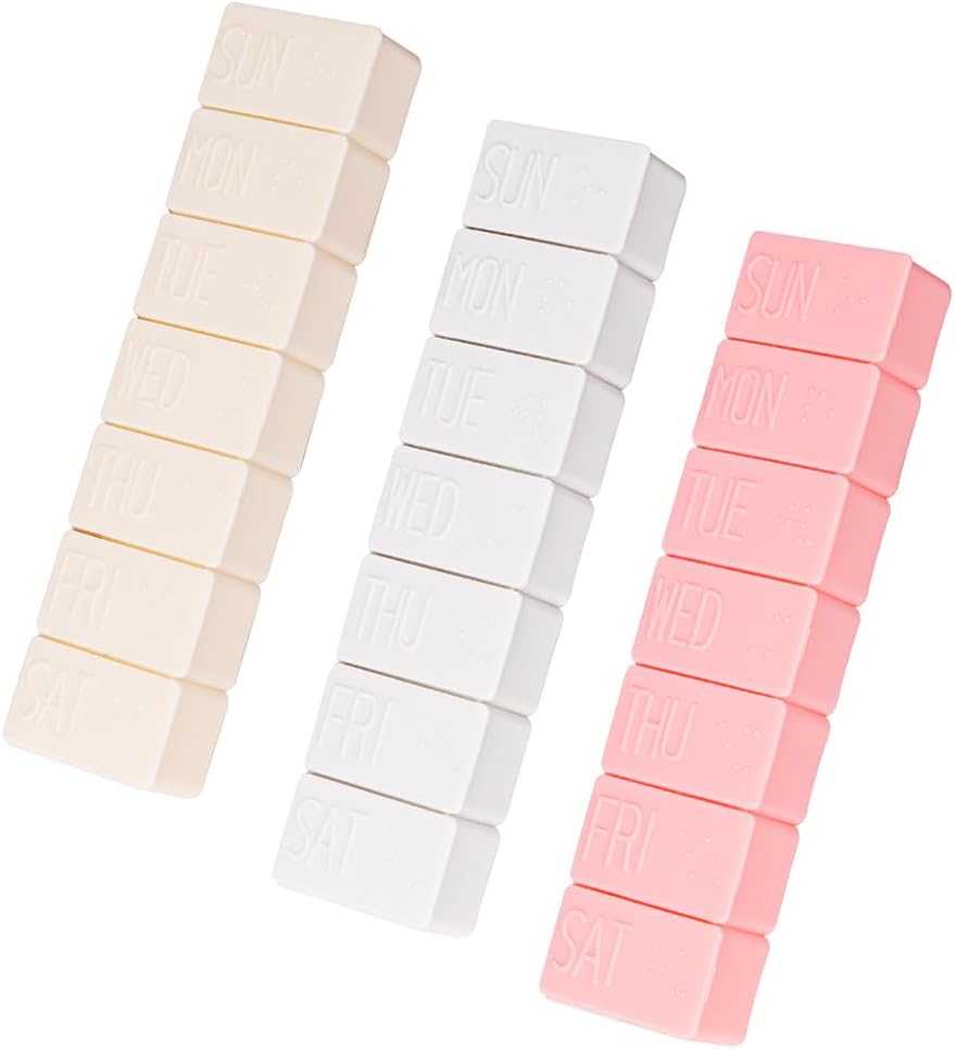 3Pack Organizador semanal de píldoras,Extra Casos grandes de 7 días de píldoras Viaja Caja de píldoras diarias para aceite de pescado, suplementos de tabletas de calcio y otras píldoras de vitamina