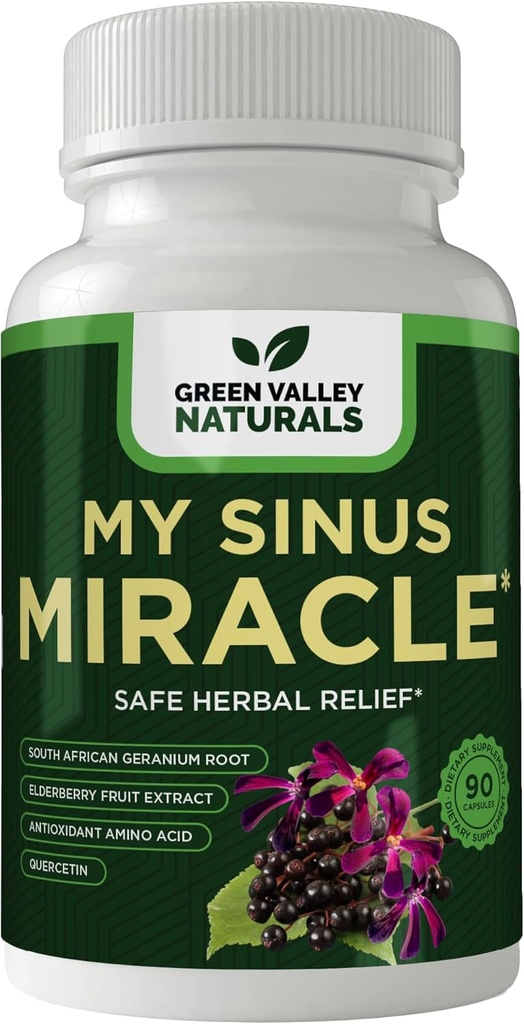 GREEN VALLEY NATURALALS My Sinus Miracle Herbal Suplemento, 90 cápsulas (1)