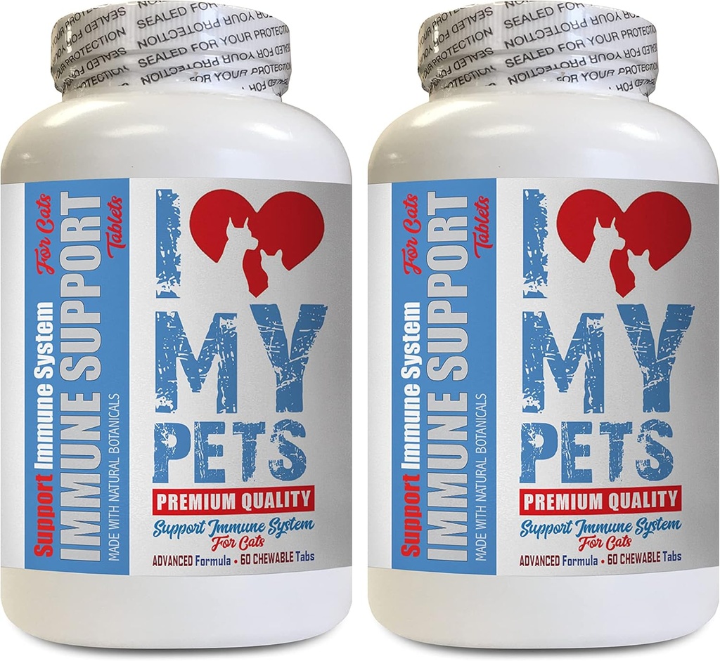 AMO MI PETS LLC cat Coat Suplemento - CAT Immune Support - Booster - Suplemento saludable - Cats Immune Support - 120 Treats (2 Bottles)