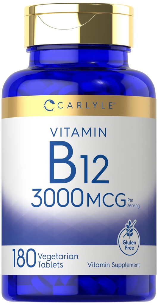 Carlyle B12 Vitamina 3000 mcg Silencio 180 Tablets ← Suplemento Vegetariano 