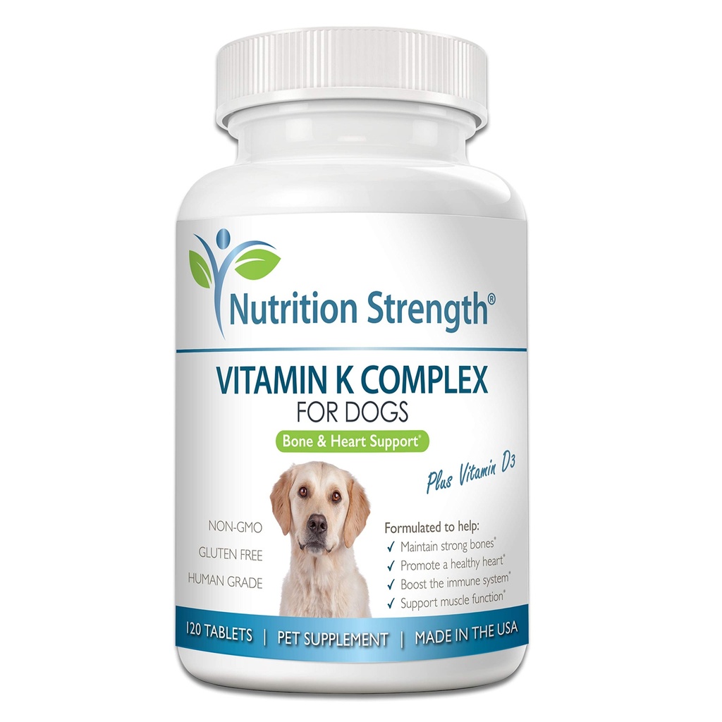 Vitamina K para perros - K1 &amp; K2 (MK4 + MK7) + Vitamina D3 para la salud ósea, el apoyo al corazón " Absorción de calcio - Fórmula avanzada para uniones fuertes, musculo " Apoyo inmunológico - 120 Tabletas
