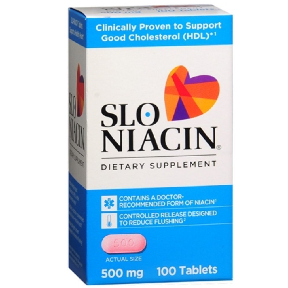Slo-Niacina 500 mg 100 Tabletas (Pack de 6)